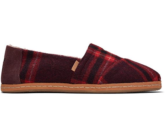 W's Alpargata Leather Wrap - Barn Red Earthy Plaid/Faux Shearling