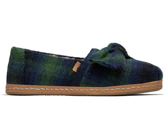 W's Alpargata Leather Wrap - Galapagos Green Plaid/Faux Shearling/B